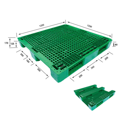 Il magazzino di plastica resistente verde del pallet di 4 modi usa sistemabile
