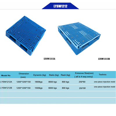un'euro dimensione standard di 1200 x 1200 di millimetro pallet di plastica dell'HDPE resistente in porcellana